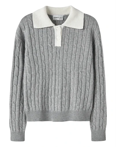 Name it - NKFNessa Strik Polo - Grey Melange 